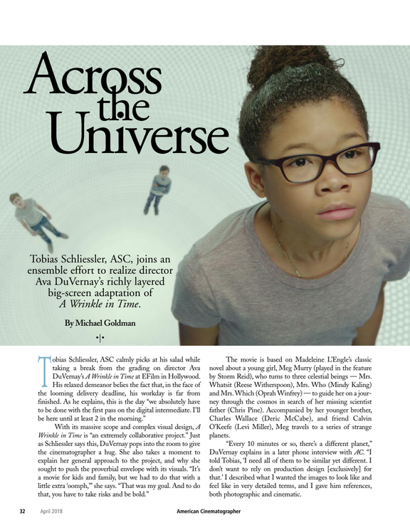 american cinematographer apr 2018 a wrinkle in time summilux c