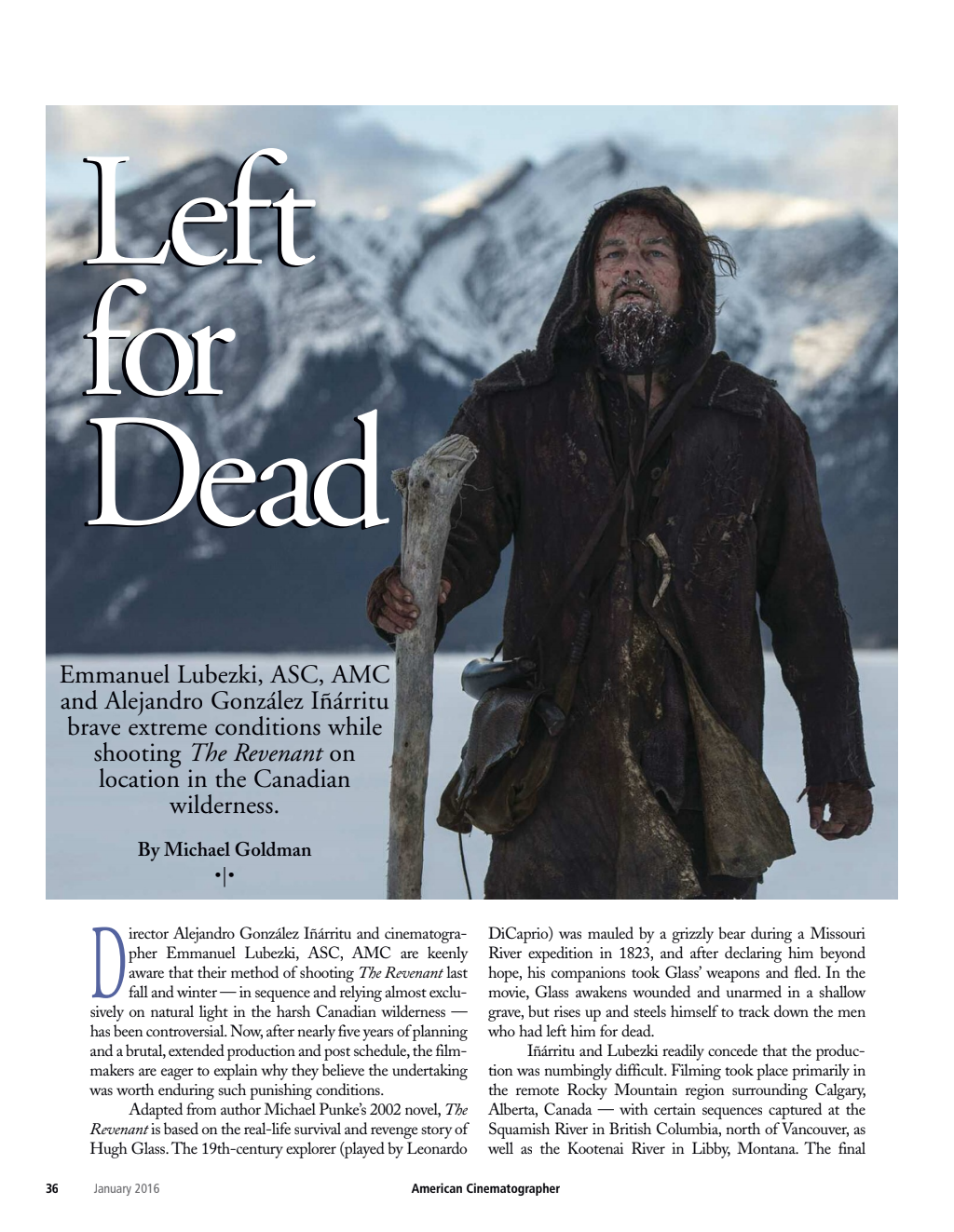 american cinematographer jan 2016 the revenant summilux c